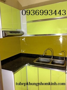 tủ bếp nhôm sơn tĩnh điện cánh acrylic đẹp