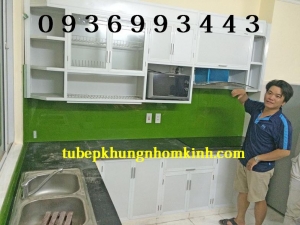 tủ bếp nhôm sơn tĩnh điện