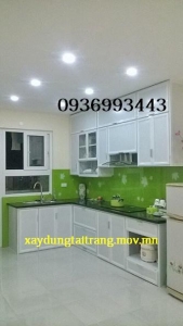 tủ bếp nhôm sơn tĩnh điện đẹp