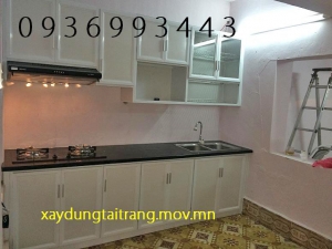 tủ bếp nhôm sơn tĩnh điện chữ I