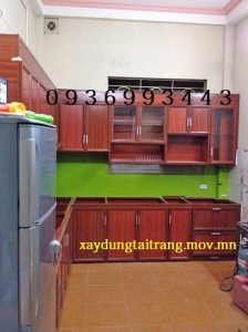 tủ bếp nhôm vân gỗ