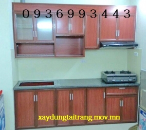 tủ bếp vân gỗ