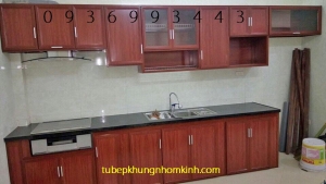 Tủ bếp nhôm vân gỗ chữ I