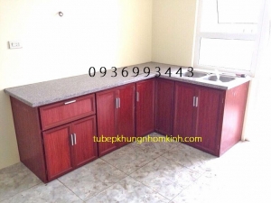 tủ bếp nhôm vân gỗ