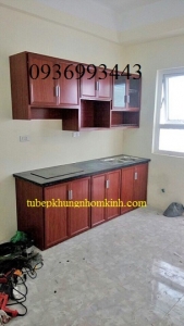 tủ bếp nhôm vân gỗ