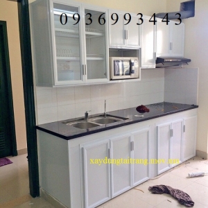 tủ bếp nhôm sơn tĩnh điện chữ I