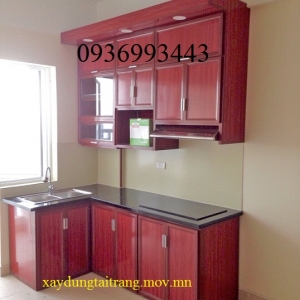 tủ bếp nhôm kính