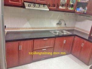 tủ bếp nhôm vân gỗ