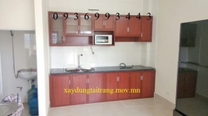 thi công tủ bếp nhôm vân gỗ