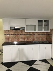 tủ bếp nhôm trắng sứ