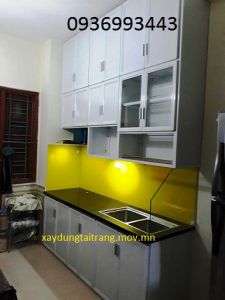 tủ bếp nhôm sơn tĩnh điện